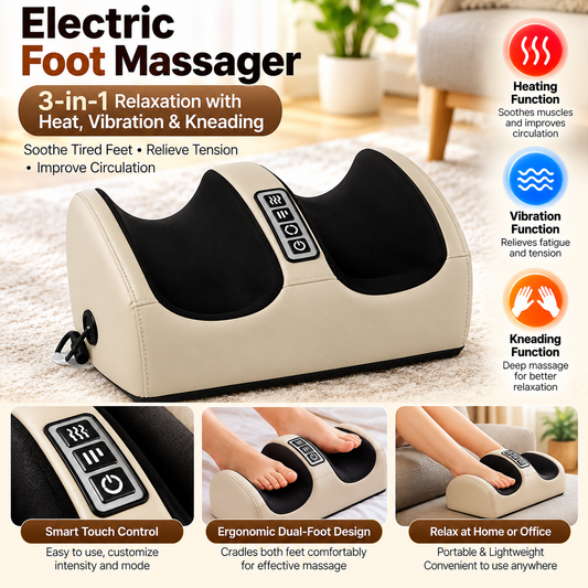 Electric Foot & Calf Shiatsu Massager – Deep Tissue Kneading & Heat Therapy