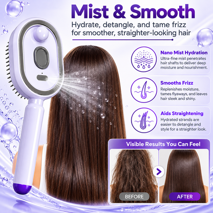 Electric Spray Retractable Air Cushion Hair Comb – Hydrating Hair Detangler