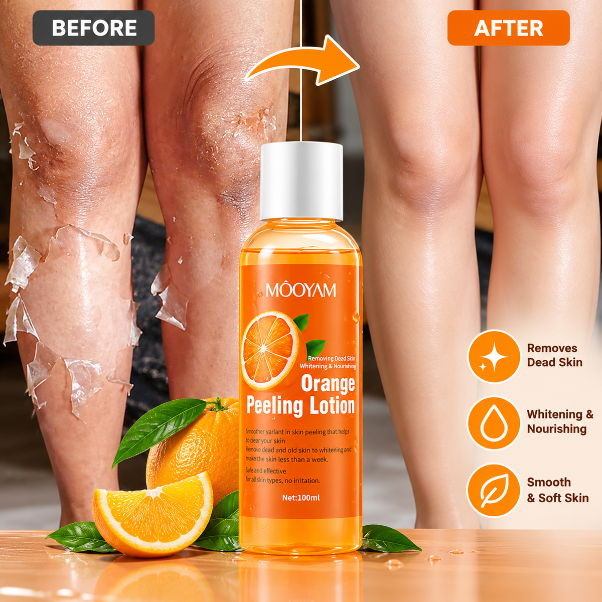 Natural Orange Peeling Body Lotion (100ml) – Dead Skin Removal & Brightening