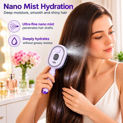 Electric Spray Retractable Air Cushion Hair Comb – Hydrating Hair Detangler