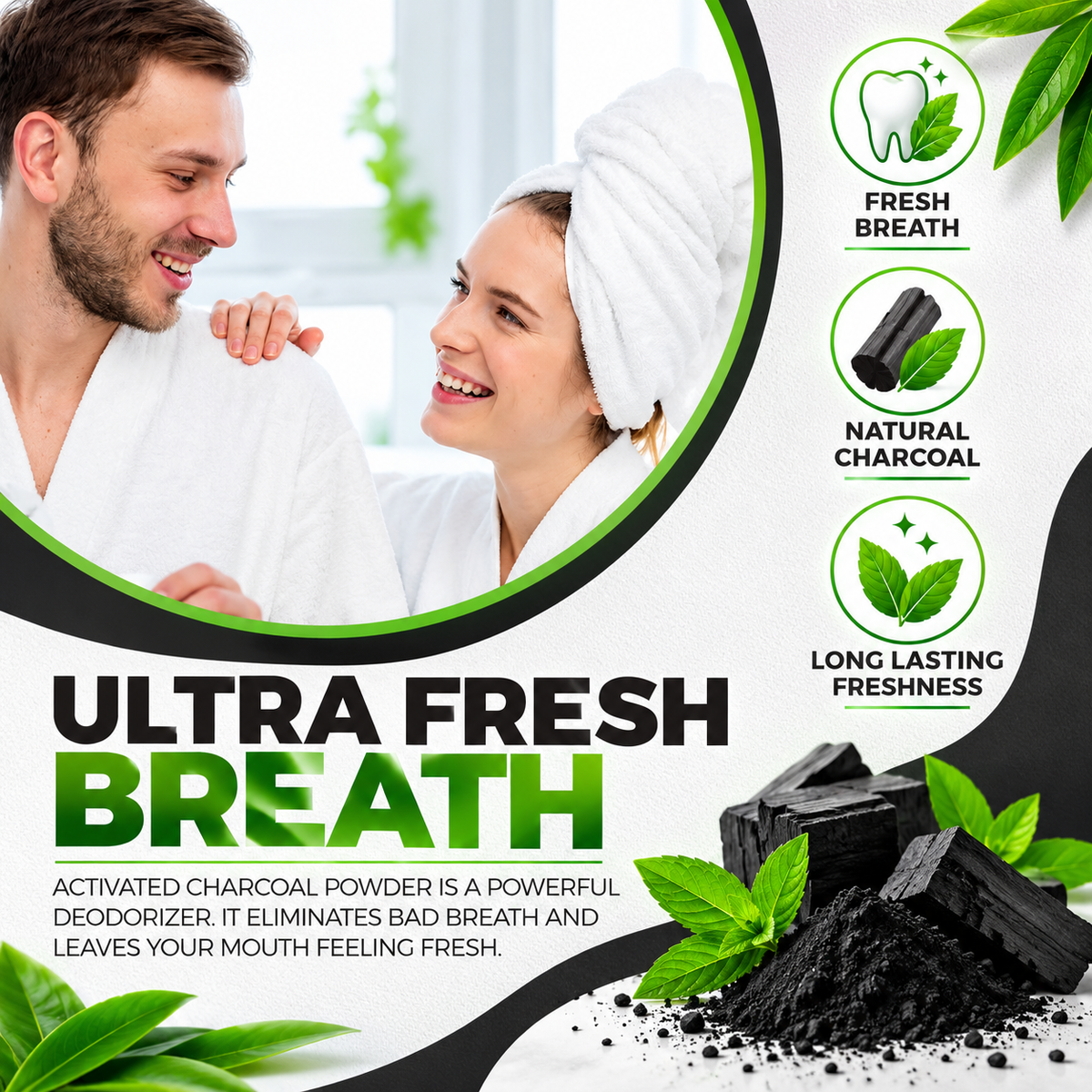 Natural Activated Charcoal Teeth Whitening Powder (60ml)