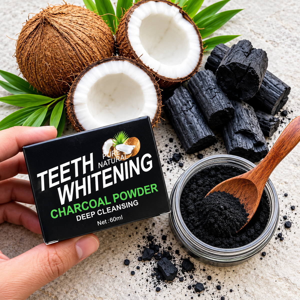 Natural Activated Charcoal Teeth Whitening Powder (60ml)
