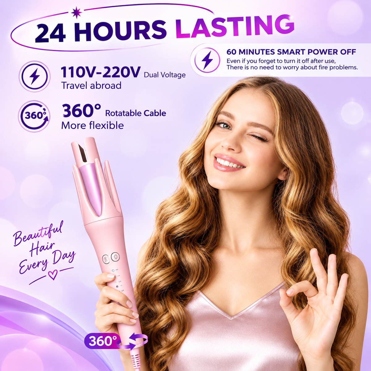 Automatic Rotating Hair Curler – Smart Anti-Scald Styler